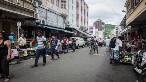 Market time lapse in mauritius Vídeos de archivo 84565901