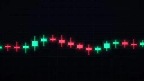 Market trend analysis using candlestick chart in dark Stock Footage 340362896