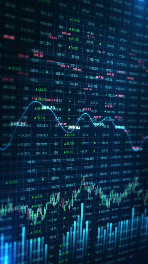 Market Trend Graph Financial Data Analytics Trading Screen financial data, tradi Stock Footage 341907989