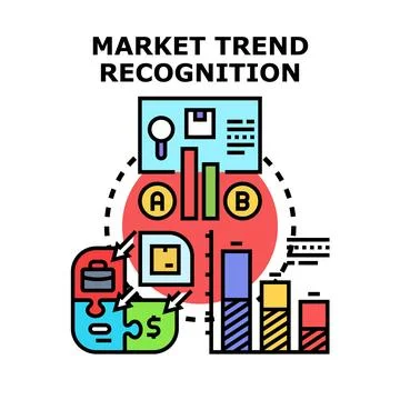 Market trend recognition analyzing data and business strategy Stock-Illustration