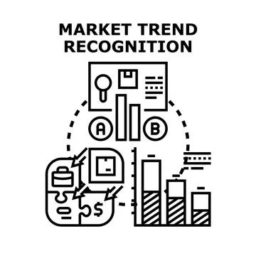 Market trend recognition analyzing data and business strategy Stock Illustration