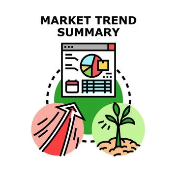 Market trend summary analyzing growth and data analytics 库存插图