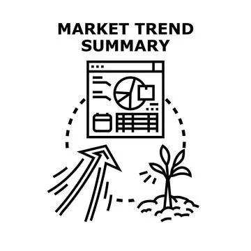 Market trend summary analyzing growth and data analytics 库存插图