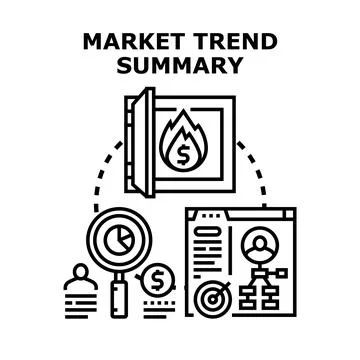 Market trend summary financial data analysis concept Stock Illustration