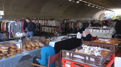 Market under a bridge Stock Footage 53041758