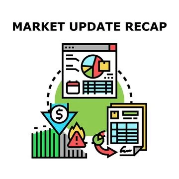 Market update recap financial data analysis cycle Stock Illustration