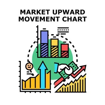 Market upward movement chart analyzing financial growth Stock Illustration