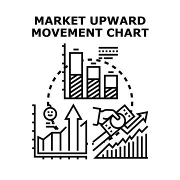 Market upward movement chart analyzing financial growth Stock Illustration