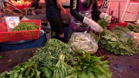 Market Vegetable Packing Process Stock Footage 280221698