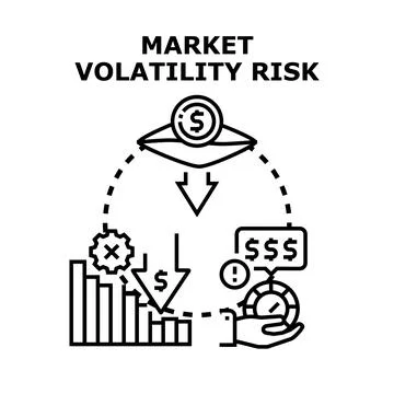Market volatility risk concept declining investment forecast Stock Illustration