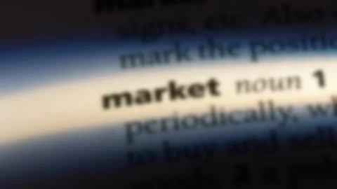 Market word in a dictionary. Stock Footage 99563382