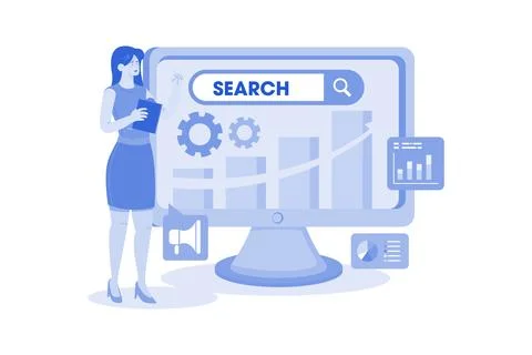 Marketer Conducts Keyword Research To Optimize SEO イラスト素材