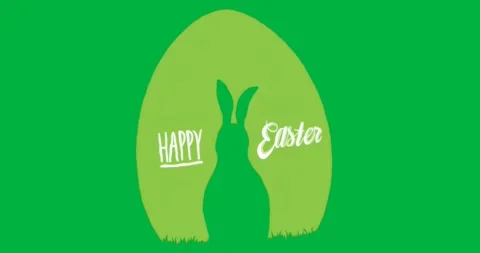 Marketer designing Easter campaign with black rabbit icon and green egg on Video stock 317479974