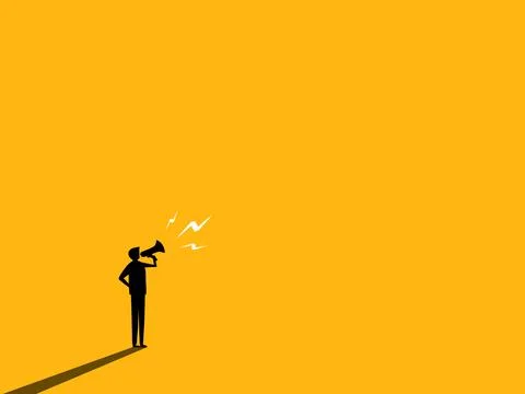 Marketer holding a megaphone making an announcement Illustrazione stock