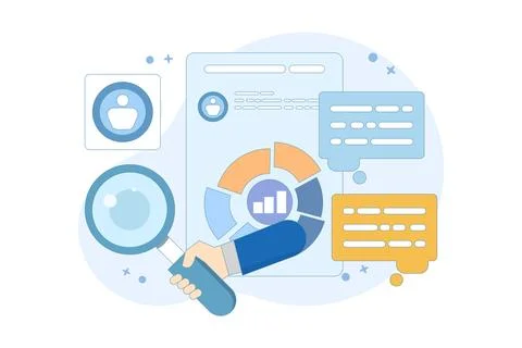 Marketing analysis and development concept. Participate in business activities. Stock Illustration