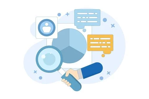 Marketing analysis and development concept. Participate in business activities. Stock Illustration