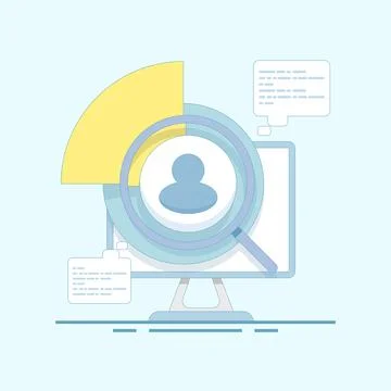 Marketing analysis and development concepts. Getting to know customers better. Stockillustratie