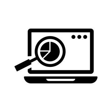 Marketing, analysis, bar, chart, pie icon. Black vector graphics. Stock Illustration