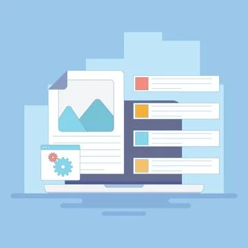 Marketing analysis concept, Content Management System, CMS Software. Stockillustratie