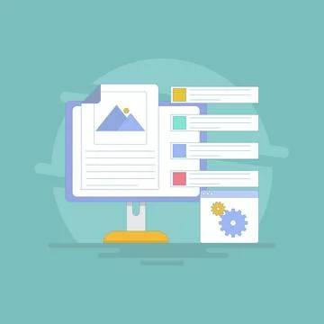 Marketing analysis concept, Content Management System, CMS Software. Stock Illustration