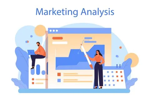 Marketing analysis concept. Market research and data processing Stock Illustration
