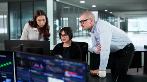 Marketing Analysts Collaborate To Predict Growth Stock Footage 328393506