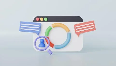 Marketing analytics and development illustration, Magnifying glass Stock Illustration