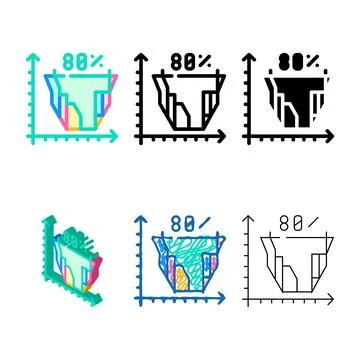 Marketing analytics color icon vector flat variants Stock Illustration