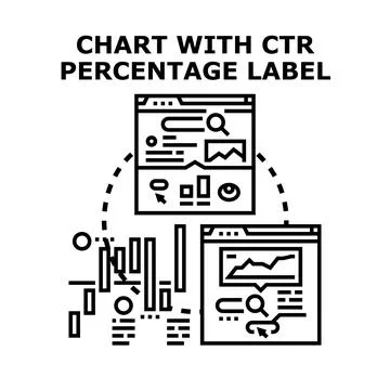 Marketing analytics evaluating click through rate Illustrazione stock