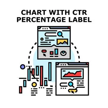 Marketing analytics evaluating click through rate Stock Illustration