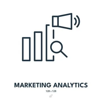 Marketing Analytics Icon. Analysis, Chart, Statistics. Editable Stroke Stock Illustration