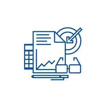 Marketing analytics line icon concept. Marketing analytics flat vector symbol 스톡 일러스트