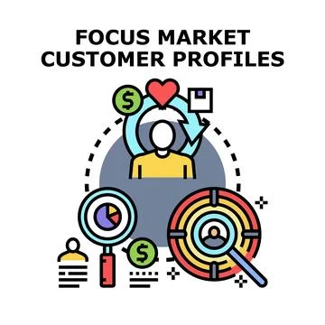 Marketing analytics targeting customer profile segmenting strategy Illustrazione stock