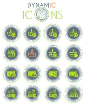 Marketing and e-commerce dynamic icons Stock Illustration