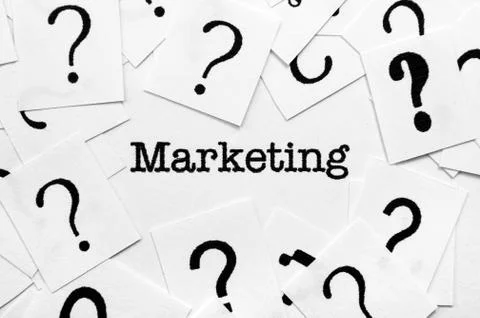 Marketing and question marks 스톡 사진