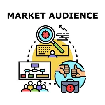 Marketing audience analysis process choosing target consumer Stock Illustration