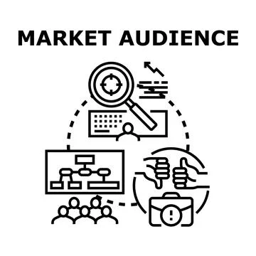 Marketing audience analysis process choosing target consumer Stock Illustration