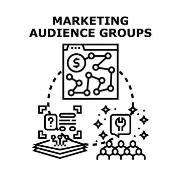Marketing audience groups analyzing customer segmentation data Stock Illustration