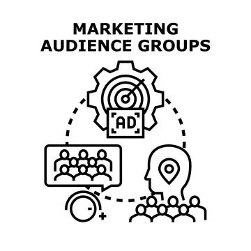 Marketing audience groups targeting customers and consumers Stock Illustration