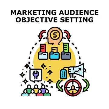 Marketing audience objective setting process illustration Stock Illustration