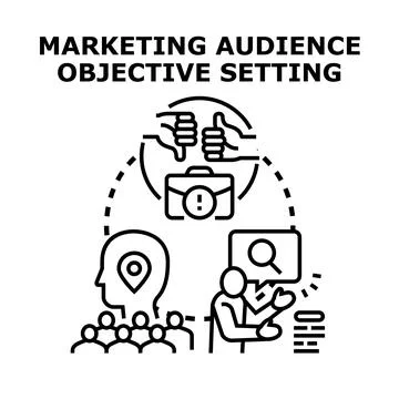 Marketing audience objective setting strategy analyzing success Stock Illustration