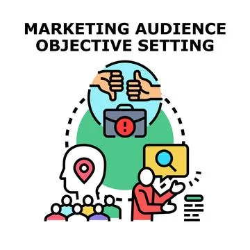 Marketing audience objective setting strategy analyzing success Stock Illustration