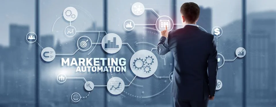 Marketing automation. Computer programs and technical solutions for automating Stock Photos