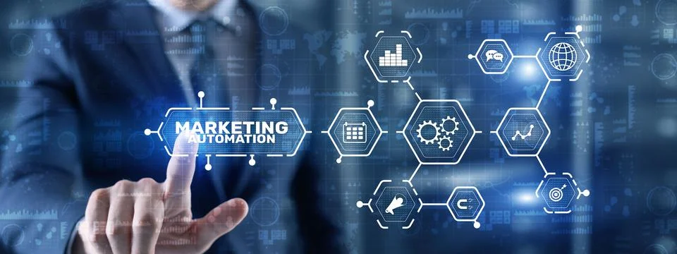 Marketing automation. Computer programs and technical solutions for automating Stock Photos