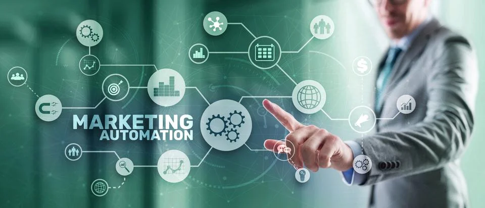 Marketing automation. Computer programs and technical solutions for automating Stock Photos