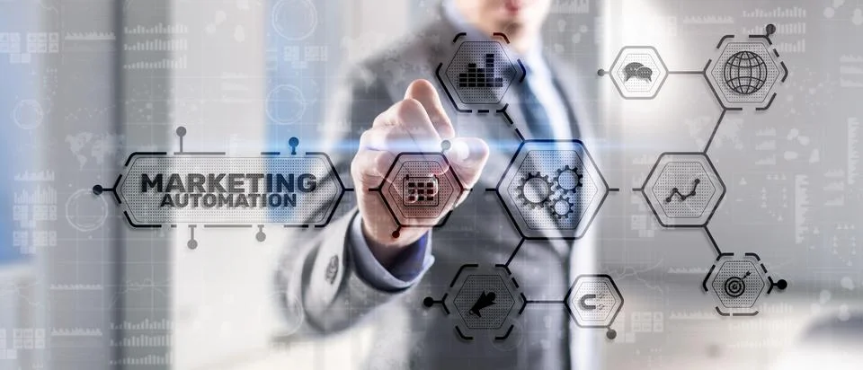 Marketing automation. Computer programs and technical solutions for automating Stock Photos