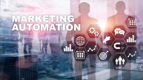 Marketing Automation Software Technology Process System Internet Business 스톡 사진