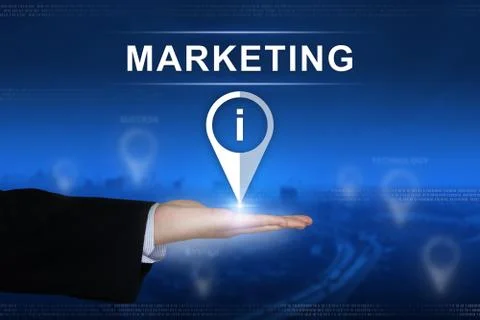 Marketing button on blurred background 스톡 사진