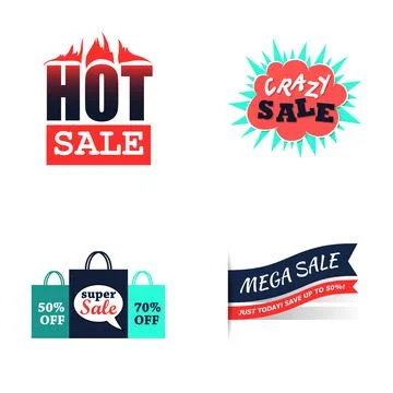 Marketing campaign elements promoting various discounts and sales 스톡 일러스트