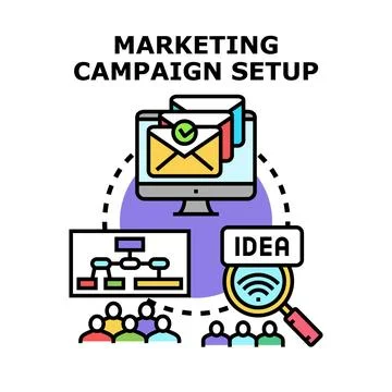 Marketing campaign setup planning digital strategy concept Stock Illustration